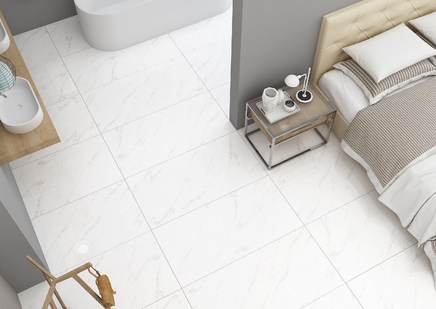 ARGOS CARRARA COLOR: CARRARA SURFACE: GLOSSY NOMINAL SIZE : 60*120 ACTUAL SIZE:600MM*1200MM APPLICATION :FLOORS AND WALLS