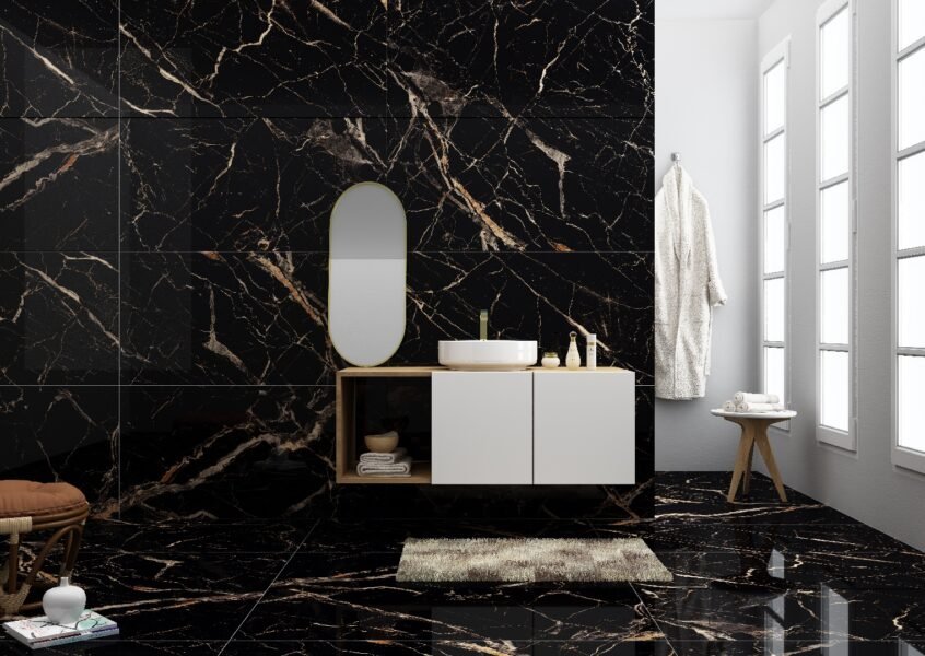 SIMBA BLACK COLOR: Black SURFACE: HIGHGLOSS NOMINAL SIZE : 60*120 ACTUAL SIZE:600MM*1200MM APPLICATION :FLOORS AND WALLS